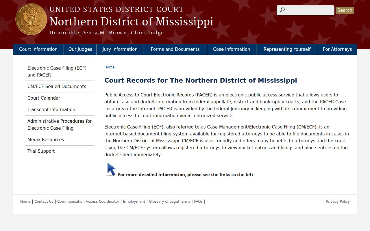Washington County case lookup route through federal PACER and CM ECF case information