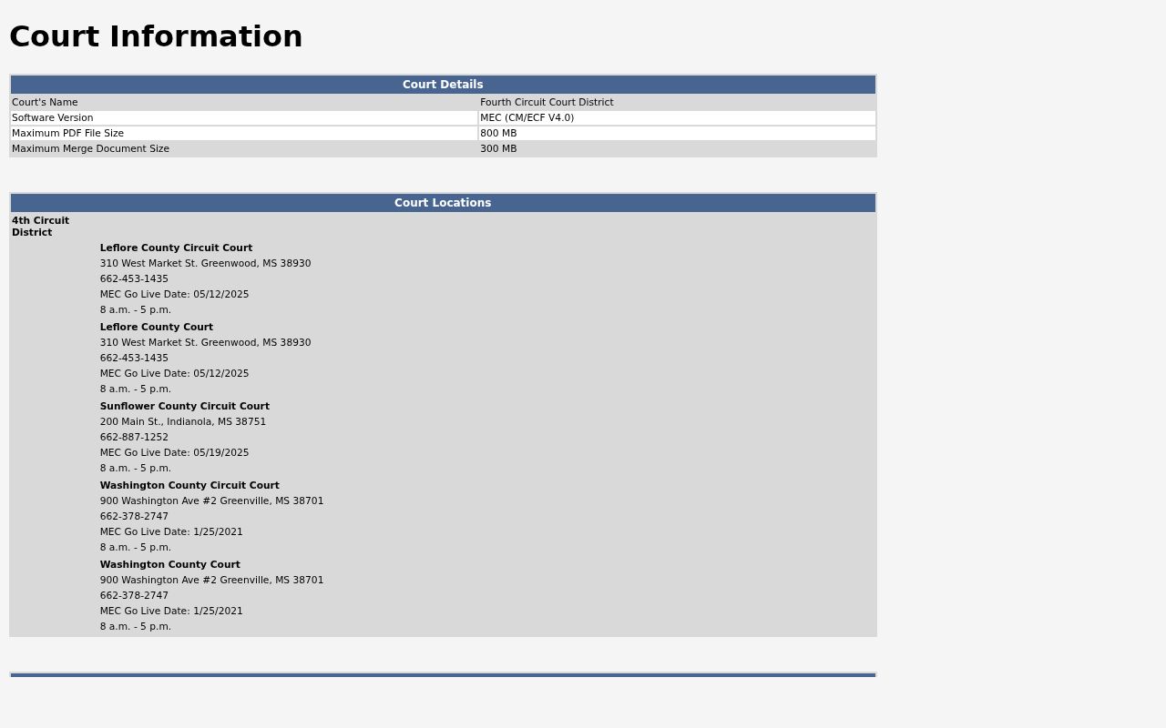 Washington County criminal docket Fourth Circuit MEC CourtInfo page